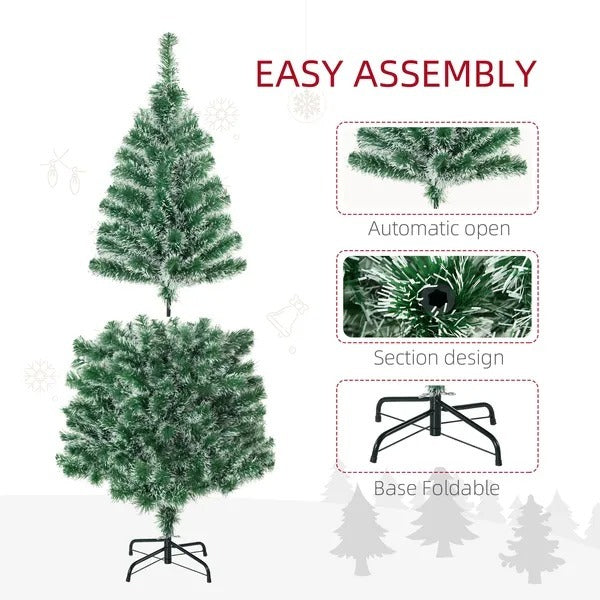 6FT Indoor Christmas Tree Artificial Decoration Xmas Gift With Metal Stand 375 Tips