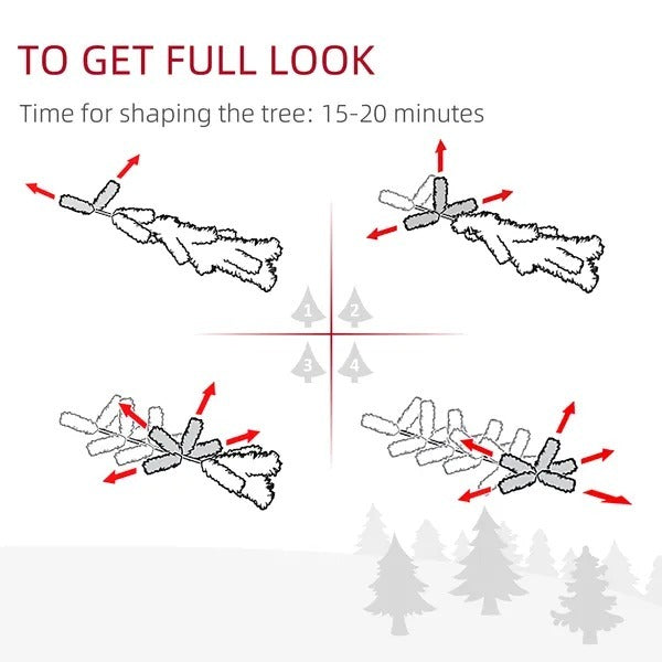 6FT Indoor Christmas Tree Artificial Decoration Xmas Gift With Metal Stand 375 Tips